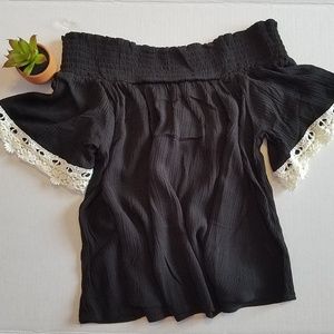 Clearance!!! Off Shoulder Black Blouse